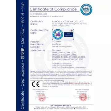 Certyfikat zgodności Tuba Lasera GSI